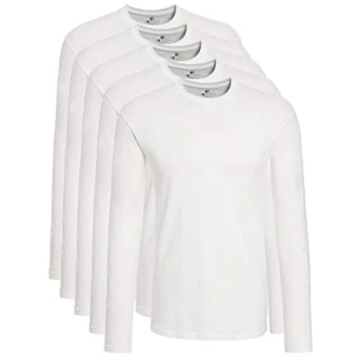 Image of Lower East Basic Men&#039;s Long Sleeved T Shirt, Pack of 5, White, M