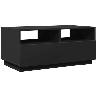 Image of vidaXL Coffee Table with LED Lights Black 90x49x40 cm