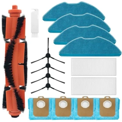 Image of HomeTimes Replacement Parts for Philips Homerun Series 3000 XU3100/01 XU3110/02 XU3000/01 XU3000/02 Robot Vacuum Cleaner Accessories with 1 Rubber Brushes, 2 HEPA Filters, 4 Mop Pads, Side
