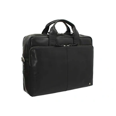 Image of VISCONTI Merlin Range Leather Laptop Bag Hugo 15 ML31 Black