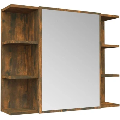 Image of vidaXL Bathroom Mirror Cabinet Smoked Oak 80x20.5x64 cm Engineered Wood