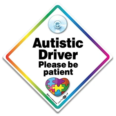 Image of Autistic Driver Please Be Patient Car Sign, Autism Awareness Sign 14 x 14cm