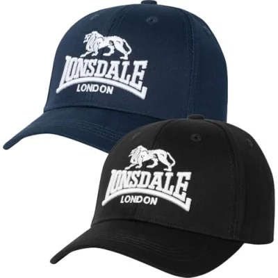 Image of Lonsdale Unisex&#039;s Wiltshire Double Pack Cap, Black/Dark Navy, One Size