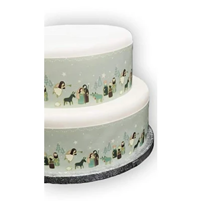 Image of Top That Edible Decor Icing Sheet Christmas Nativity Border Ribbon Perfect for Decorating Your Cakes Easy to Use