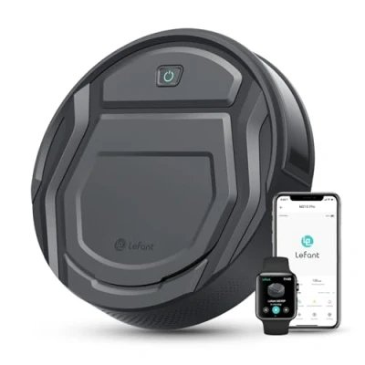 Image of Lefant M210P Grey Robot Vacuum Cleaner, Small Robotic 7.8cm Thin 28cm DIA, 2200 Pa Suction, Alexa Voice Control Self Charging Ideal for Pet Hair Hard Floor and Carpet