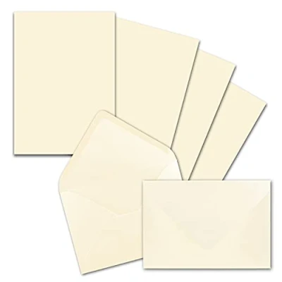 Image of FarbenFroh by GUSTAV NEUSER 25 x Letter Paper Sets DIN A5 with C6 Envelopes Vanilla Wet Adhesive (Cream) Matte Writing