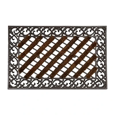 Image of Relaxdays Door Mat Cast Iron Doormat with Bristles, Rectangular 4 x 72 46 cm, Art Nouveau Rustic Welcome made of Robust Powder Coated Metal Anti Slip Bottom, Bronze