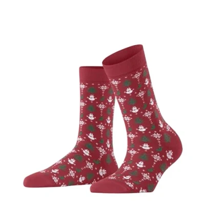Image of FALKE Women&#039;s Merry Party W SO Cotton Patterned 1 Pair Socks, Red (Scarlet 8228), 2.5 5