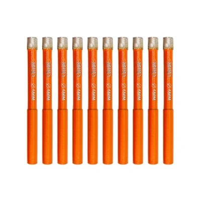 Image of BGTEC Diamond Core Drill Bit, 10pcs 1/4&quot; 6mm Welded Wet Drilling for Marble, Granite, Artificial Stone, Ceramic Tile