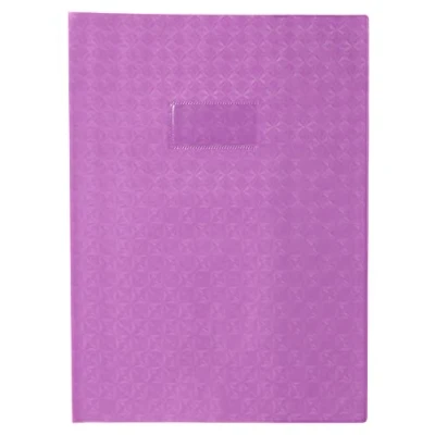 Image of Clairefontaine Ref 72216C Calligraphe PVC Exercise Book Protector Cover A4 (210 x 297mm) in Size, Label Holder for Easy Identification, Diamond Effect Lilac Colour
