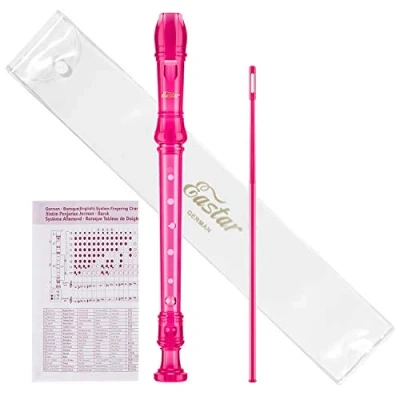 Image of Eastar Soprano Recorder Instrument for Kids Students Beginners, German Fingering C Key 3 Piece with Cleaning Kit, Storage Bag, Chart, ERS 1GP, Pink, School Approved