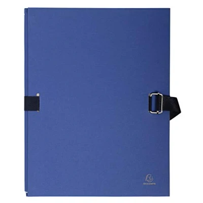 Image of Exacompta Ref 223220E Expandable Canvas Folder Suitable for Storing &amp; Transporting A4 Documents, to Hold Additional Strap Closure Light Blue
