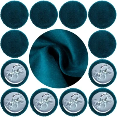 Image of Plush Velvet Covered Hoop Back Buttons Upholstery Fabric for Headboards Sofas 30L/18 mm (Emerald, 10 Buttons)