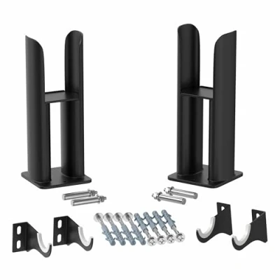 Image of DuraTherm® Floor Mounting Radiator Leg Kit Feet Freestanding Supports for Double Oval Tube Radiators, Matt Black