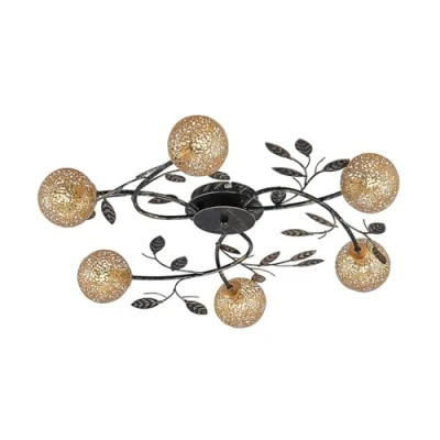 Image of Lucande Evory ceiling light, Ø 69 cm, 6 bulb, black, gold