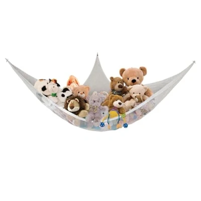 Image of Dreambaby Super Corner Toy Hammock Net Organizer with Stuffed Animal Chain Hanger 6ft Long Holds up to 10lbs Maximum Weight White Model F605