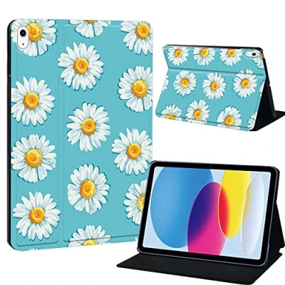 Image of Printed Tablet Case for iPad 10th Generation 2022 10.9 Inch, Slim Hard Back Gen Cover Protective Smart Stand 10 10.9&quot; (daisy)