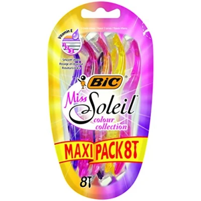 Image of BIC Miss Soleil Colour Collection, Triple Blade Razor for Women, Great Grip and Control, With Flower Designed Handles, Pack of 8