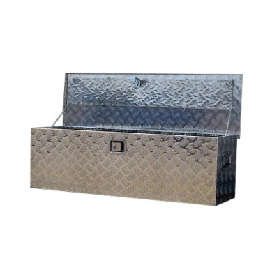 Image of us pro tools LARGE ALUMINIUM CHEQUER PLATE JOB SITE BOX SAFE CHEST TOOL VAN TRUCK
