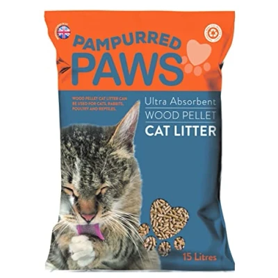 Image of Pampurred Paws Premium Eco Friendly Natural Wood Pellet Cat Litter