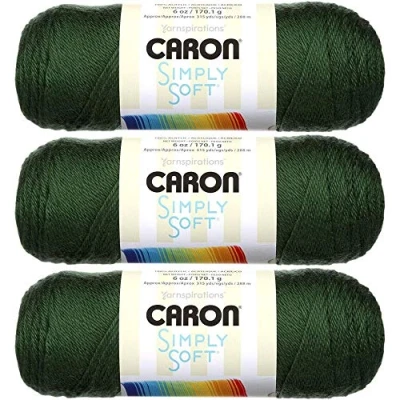 Image of Caron, Simply Soft knitting yarn, 3 pieces, bone_parent #H97003 9707 Dark Sage