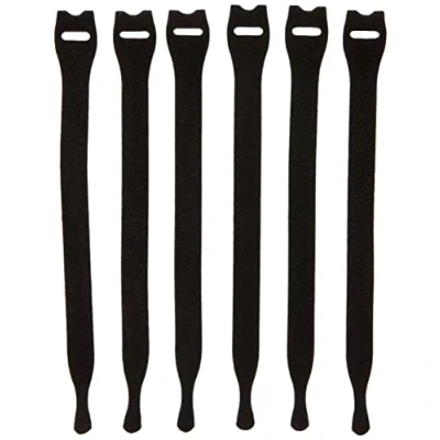 Image of Velcro VEL60388 Black Adjustable Ties (6), 12mm x 20cm 6Pk