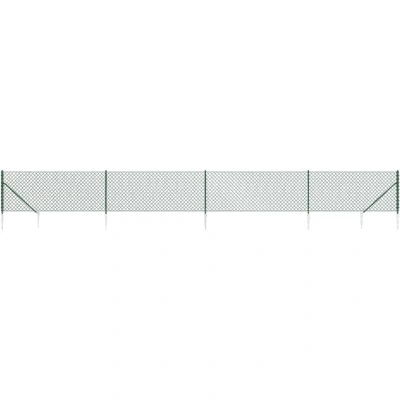Image of vidaXL Chain Link Fence with Spike Anchors Green 1x10 m