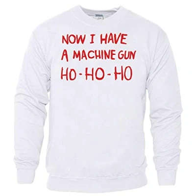 Image of TAQ SPORTS &quot;Now I Have A Machine Gun HO Sweatshirt DIE Hard (UK, Alpha, L, White)