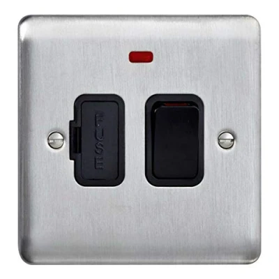 Image of Deta VE1371SSB Switched Spur Connection Unit with Neon 13 Amp (Stainless/Black)