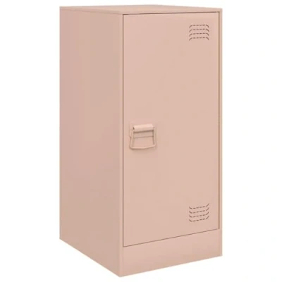 Image of vidaXL Sideboard Highboard in Pink Steel, Modern Storage Cupboard for Living Room/Bedroom, Easy Clean, 34.5x39x73cm, 35kg Max Load