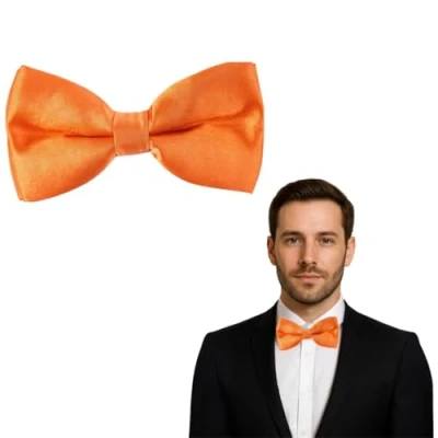 Image of Clip On Satin Plain Colour Safety Bow Tie (Orange)
