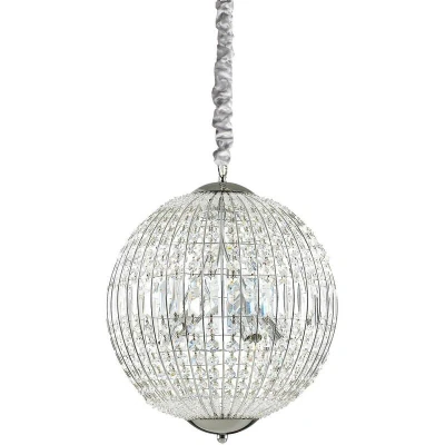 Image of Luxor 6 Light Small Ceiling Pendant Chrome with Crystals, G9