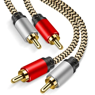 Image of Hanprmeee RCA Cable 3M, 2Rca Male to 2 Audio Stereo Subwoofer [Hi Fi Sound] Nylon Braided Auxiliary Cord for Home Theater,Amplifiers, Hi Systems,Speakers and etc (3M)