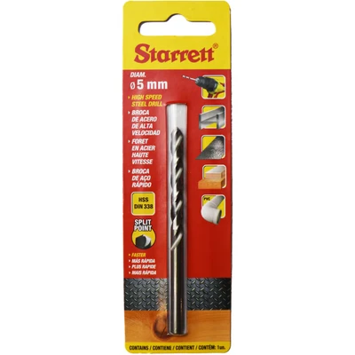 Image of Starrett Split Point Drill Bits HSS High Speed Steel 5x86mm KBAR050 Twist Bit For Cast Iron Wood Soft Materials