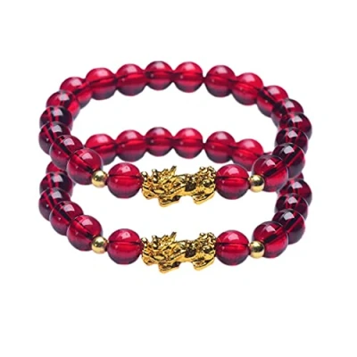 Image of 2PCS Garnet Slimming Bracelet Triple Protection 8 mm Bead,Bring Luck and Prosperity,Stress Relief Yoga Reiki Bracelet,Boost Metabolism Reduce Bloating