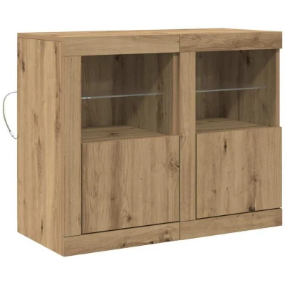 Image of vidaXL Side Cabinets with LED Lights 2 pcs Artisan Oak 41x37x67 cm