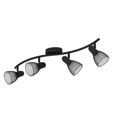 Image of EGLO Corvigno downlight, length 64 cm, black, 4 bulb, steel