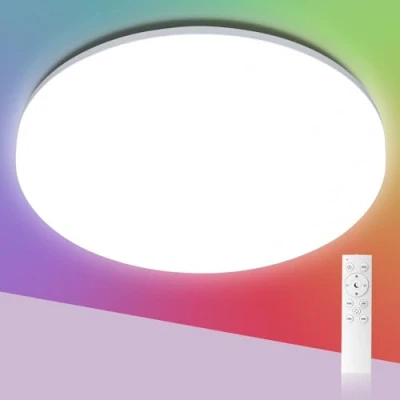 Image of Aigostar RGB LED Ceiling Light with Remote Control, 18W Bathroom 3000K 6500K 2100LM, Waterproof IP54, Dimmable Flush for Bedroom, Kitchen, etc