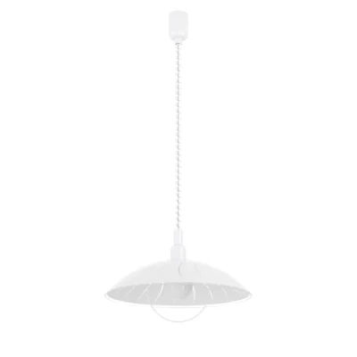 Image of Eglo Alvez Adjustable Pendant Lamp, White Plastic and Clear Glass Ceiling Light with Spiral Cable, Classic Dining Room Kitchen Hanging Lighting, E27 Socket