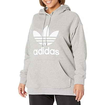 Image of adidas Originals Women&#039;s Plus Size Trefoil Hoodie, Medium Grey Heather, 2X