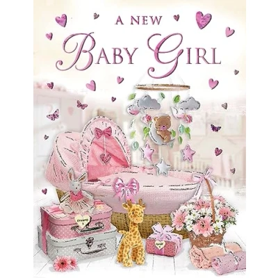 Image of Regal Publishing New Baby Girl Card 8 x 6 inches Piccadilly Greetings