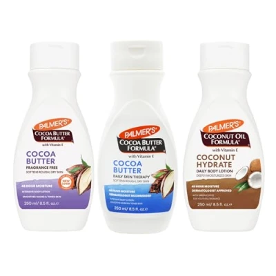 Image of Palmer&#039;s Cocoa Butter &amp; Coconut Oil Bundle 3 x 250ml Lotions Fragrance Free, Daily Skin Formula Hydrate Hydrating, Nourishing Restoring Ideal for Dry, Sensitive All Types