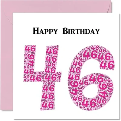 Image of Fun 46th Birthday Cards for Woman Shapecloud Happy Card Dad Mum Brother Sister Grandad Nanny Grandma Uncle Auntie, 145mm x Greeting Cards,