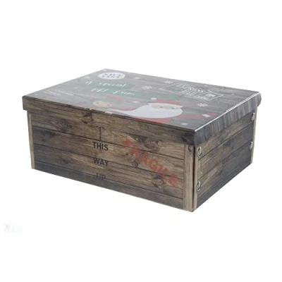 Image of Festive Productions Santa and Elf Medium Gift Box : 36.5 x 27 15cm P021369
