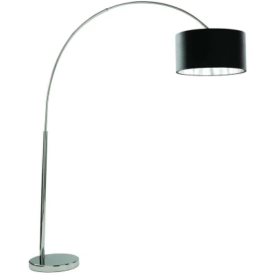 Image of Arcs 1 Light Floor Lamp Chrome with Black Shade, E27