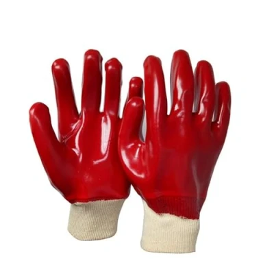 Image of SUPREMETTF SUPREMELY TOUGH Pack of 6 Pairs Red Pvc Coated Gloves Size Large Elasticated Cuffs for Comfort, Tear Resistant Diy Health &amp; Safety Work Gloves, Flexible Comfy