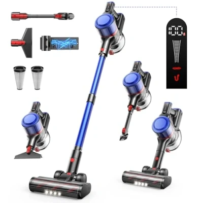 Image of Cordless Vacuum Cleaner 45Kpa/550W, 60Mins Stick Self standing Upright with Wall Mount Charging, Scented Card, for Furniture/Carpet/Pet Hair/Hard Floor