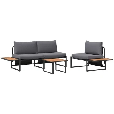 Image of vidaXL 3 Piece Garden Sofa Set with Anthracite Cushions