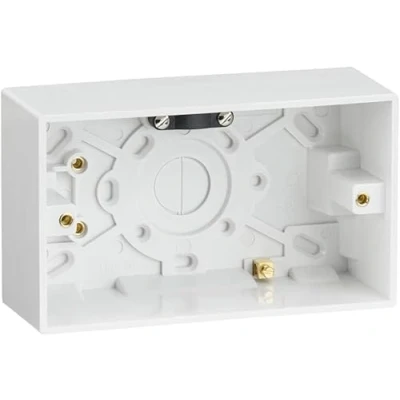 Image of Extra Deep Plastic Double 2 Gang Surface Mounted Pattress Back Box 47mm White