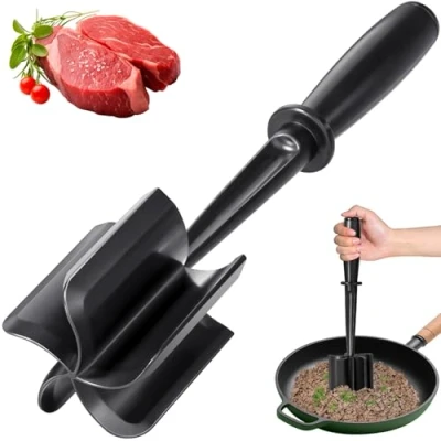Image of Meat Chopper for Hamburger, Premium Heat Resistant Masher and Smasher Ground Beef, Turkey More, Nylon Beef Tool Fork, Non Stick Mix